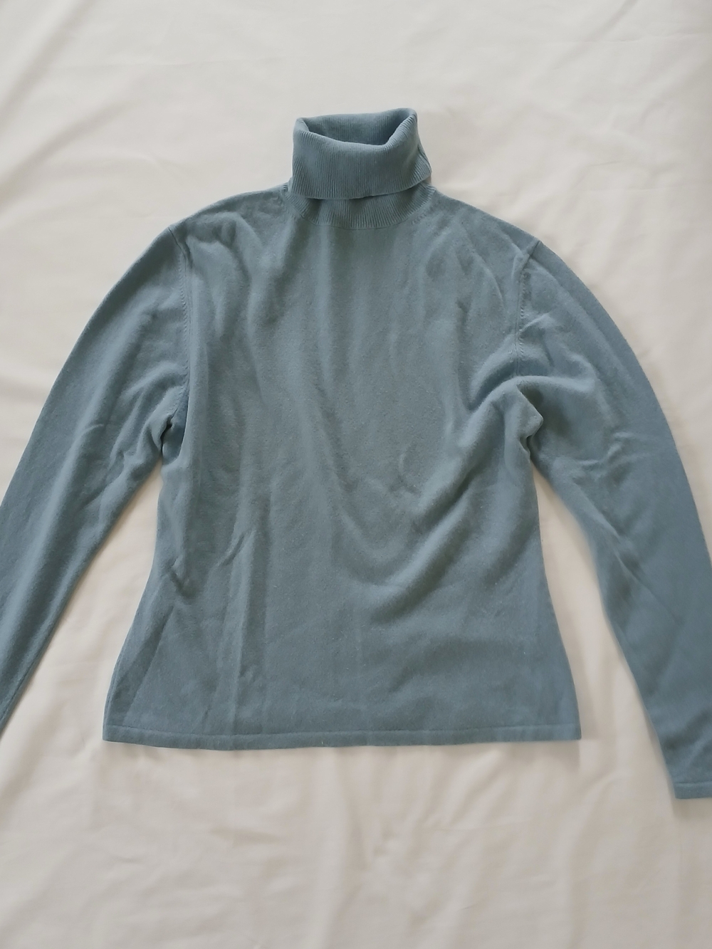 Women's Light Slate Blue Turtleneck Sweater - Soft Knit